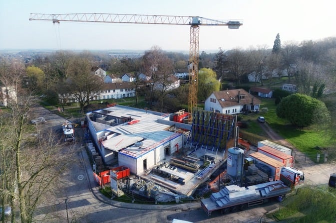 Nouvelle école communale du bois de Mons en construction